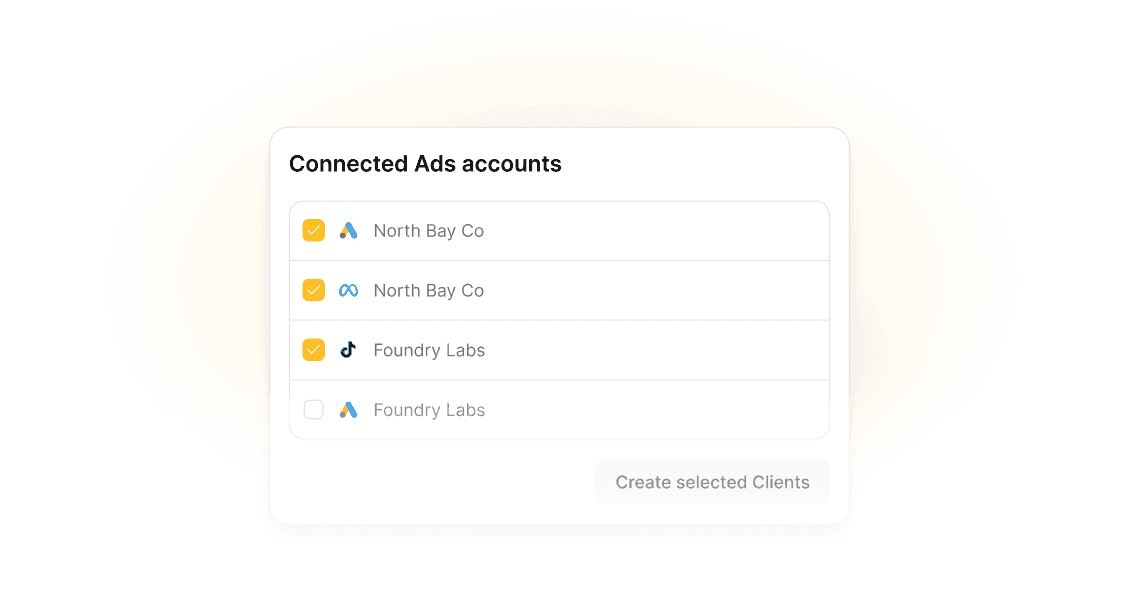 Select accounts & set permissions