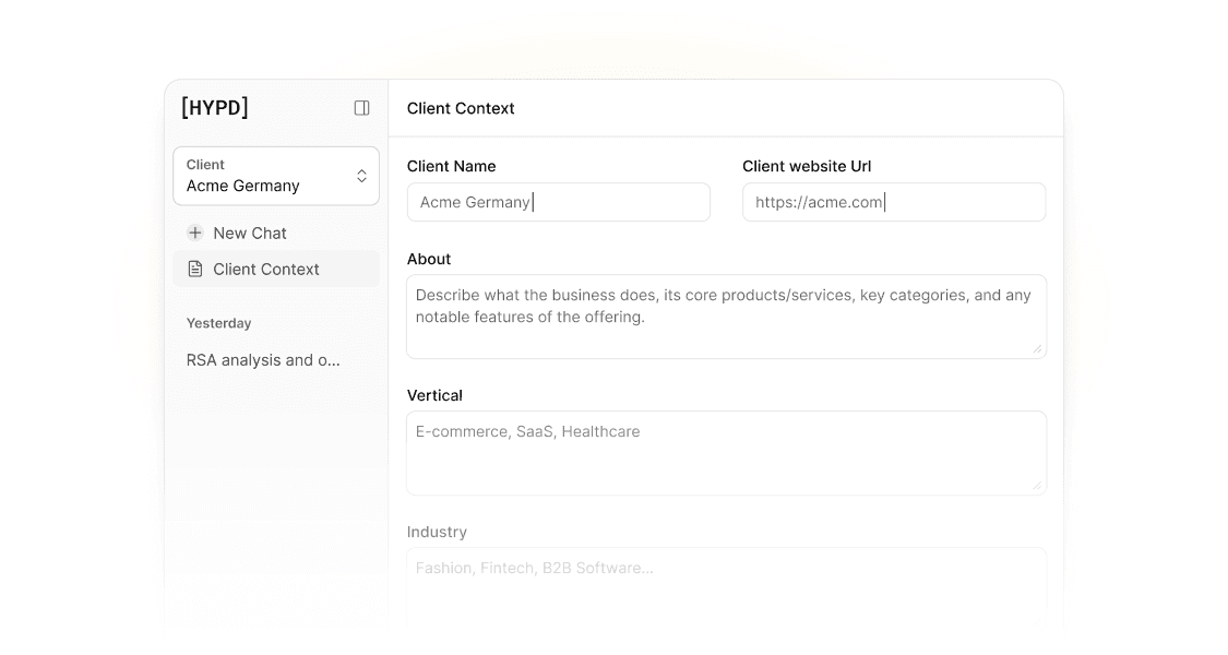 Set account strategies & business context